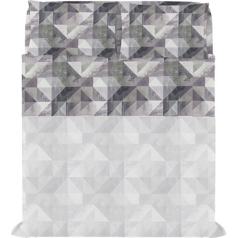 Set Lenzuola Matrimoniale con Stampa Sopra Sotto e Federe Linea River Sepik Grey (1/4)