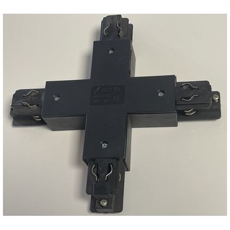 Jonction en X noir 120x120mm pour rail monophasé 3 allumages 230V/440V 16A TRAJECTOIRE 231310