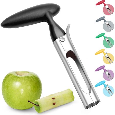 Apple Corer, Apple Corer with ABS Handle and Serrated Stainless Steel Blade, Core Corer, Black (1/5)