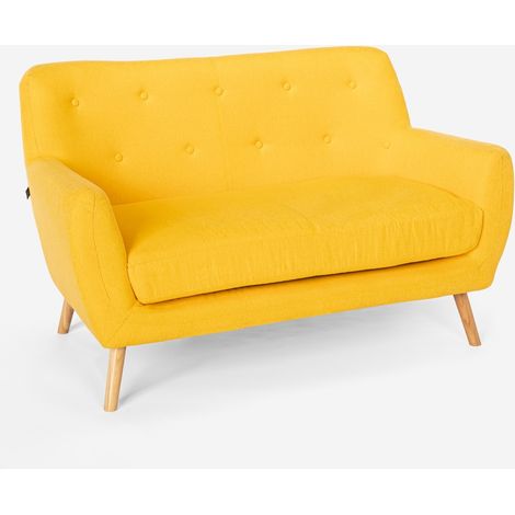 Divano 2 posti in tessuto design moderno stile scandinavo Irvine - Giallo (1/5)