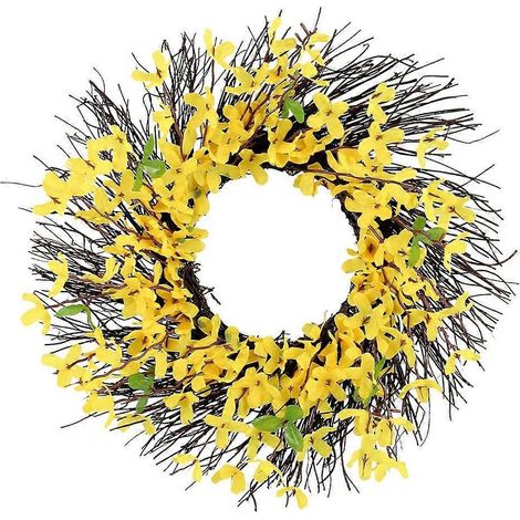 Couronne de fleurs jaunes pour porte d'entrée, jardin de ferme, mariage en extérieur (1/4)