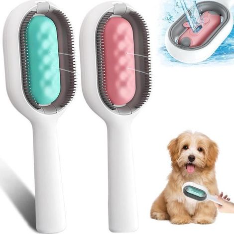 Lot de 2 brosses pour chat avec réfrigérateur, épilateur pour poils d'animaux, convient pour les animaux à poils longs et courts (1/4)
