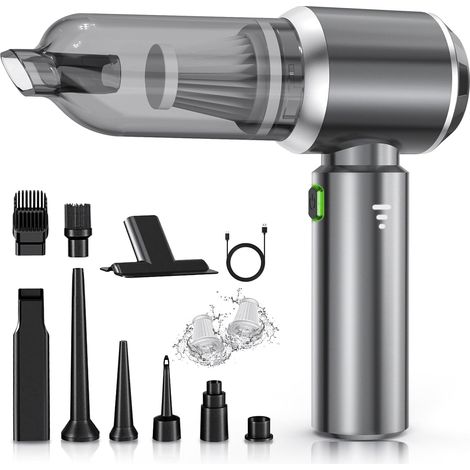 Aspirateur à Main, 25000Pa Aspirateur à Main sans Fil, Aspirateur de Voiture à 3 Vitesses avec Moteur sans Brosse, Mini Aspirateur de Voiture pour Voiture Animaux Maison Car (1/5)