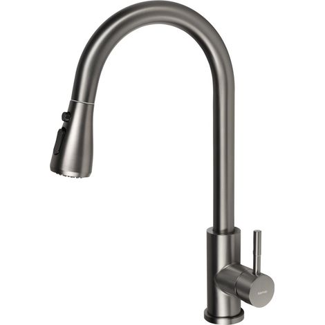 MIKELA Mitigeur d'évier sur pied avec douche extractible, bronze (1/4)