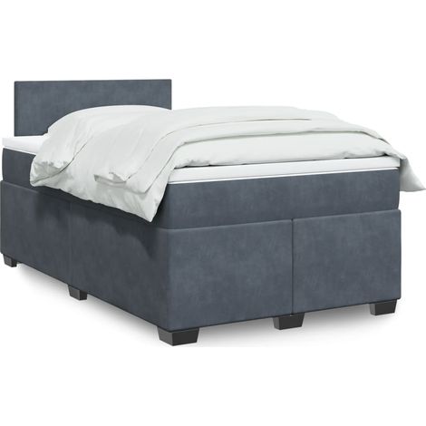 Boxspringbett mit Matratze Dunkelgrau 120x190 cm Samt