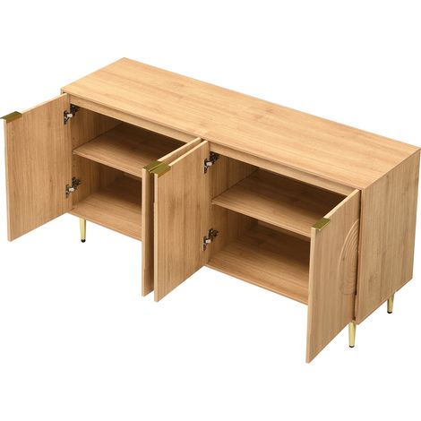 ELVMI Madia con 4 Ante e Ripiani Regolabili per Soggiorno in MDF 140 × 40 × 72 cm Naturale (1/5)