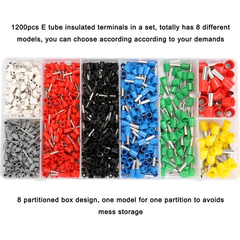 Juego de 1200 terminales de crimpado aislados para cables eléctricos, con caja de almacenamiento. (1/2)