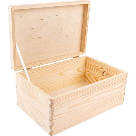 Scatola Portaoggetti Legno con Coperchio 30x20x14 cm – Naturale (1/4)