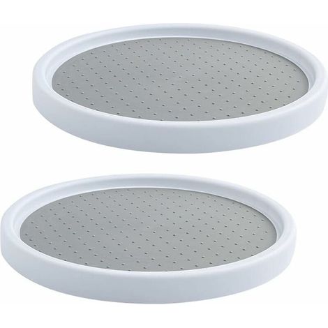 2-Piece Plastic Rotating Spice Rack, Round Spice Storage Rotating Tray, Spice Rack, Rotating Kitchen Cabinet Rotating Tray for Refrigerator, Cupboard (1/5)