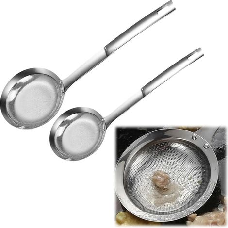 Colino in acciaio inossidabile, colino a maglia extra fine con manico, filtro per olio, utensile da cucina (piccolo e grande)
