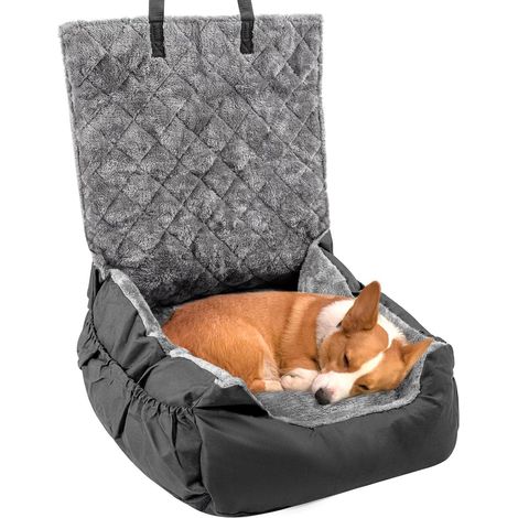 Supernic Dog Car Seat for Small and Medium Dogs Under 16kg, Washable Portable Booster Seat with Storage Pockets and Clip-On Leash, Pet Car Bed Carrier for Travel, Soft Dog Car Bed with Non-Slip Base (1/5)