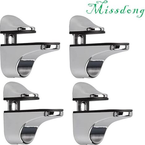 Support D'étagère en Verre Réglable, 4 Pcs Support D'étagère en Verre, Pince en Verre à Fixation Murale, Support pour Étagères en Verre, pour Tablette Verre (1/5)