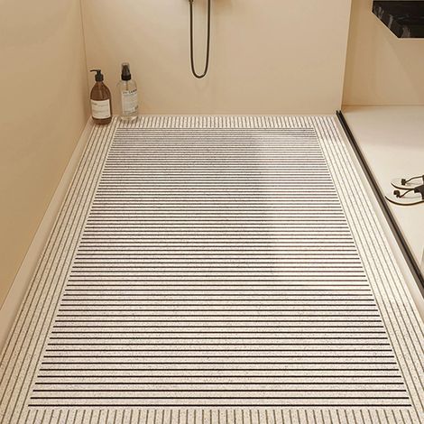 Tapis de douche antidérapant 60 x 90 cm, tapis de bain antidérapant Avec trous d'évacuation, matière loofah en PVC souple, séchage rapide Pour salles de bain humides - Beige (1/5)