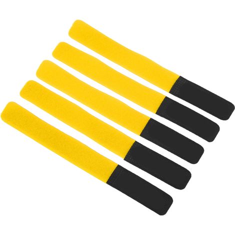 Sangles de pompe à vélo DUUTI 5 pièces, bandes de fixation ajustables réutilisables pour rangement et organisation, jaune (1/5)