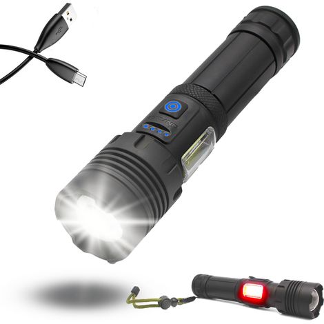 Torche 2000 lm FISHTEC LED portée 1500m zoom batterie rechargeable (1/5)