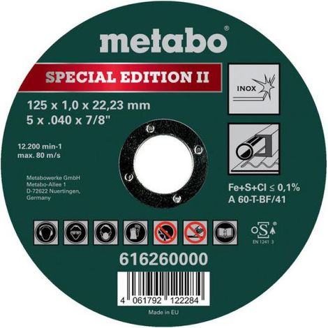 Metabo Trennscheibe Universal Special Edition II 125x1,0x22,23mm Inox 616260000 (1/2)