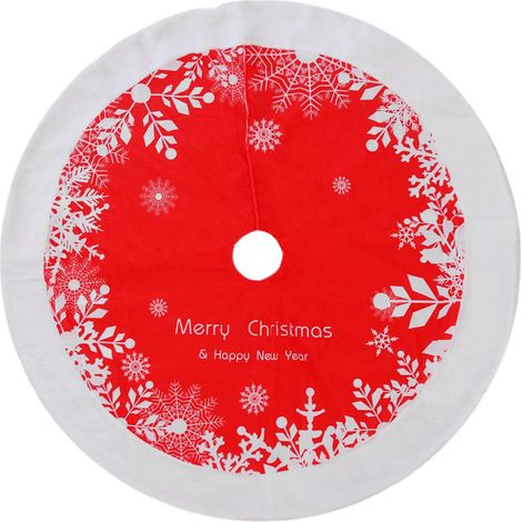 Jupe d'arbre de Noël Joyeux Noël Flocon de neige Ornement Tapis de sol Tapis de sol Couverture de base Tapis de décoration de fête (1/4)
