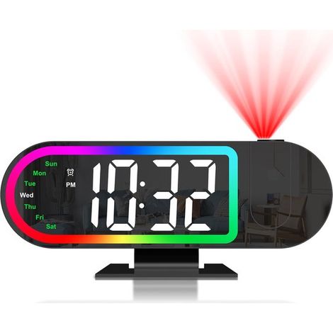 Deckenprojektionswecker fürs Schlafzimmer，8,5-Zoll-Display mit um 180° drehbarem Projektor，4 Helligkeitsstufen，17 Umgebungslichteinstellungen (1/5)