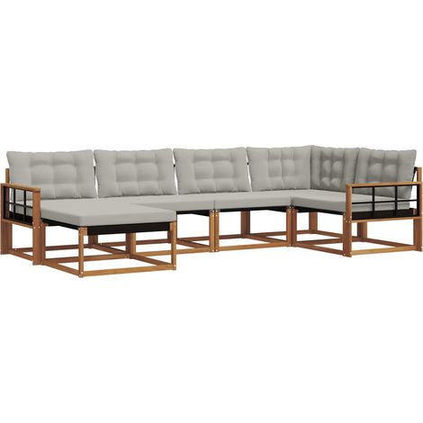 Conjunto de sofás de exterior 6 pcs Gris Natural y Claro vidaXL (1/5)
