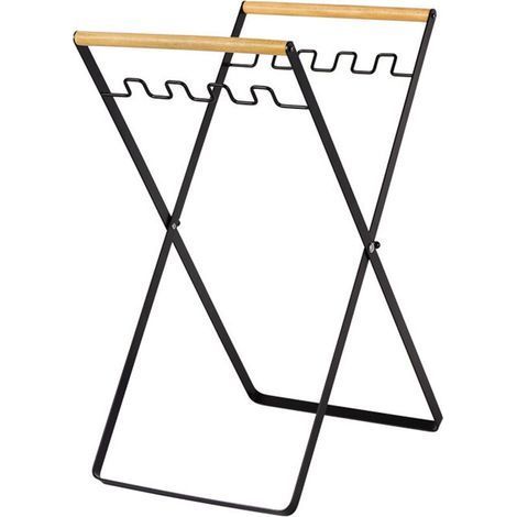 Support de sac poubelle pliable en fer, portable et pratique, utilisation multifonctionnelle pour le camping, le jardin et la lessive (noir) (1/5)