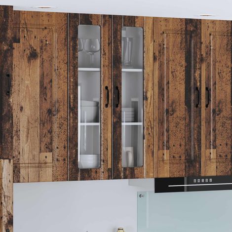 vidaXL Cabinet en verre mural LUCCA Bois ancien 60 x 31 x 100 cm (1/5)