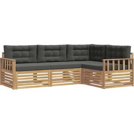 Outdoor Sofa Set 5 pcs White and Anthracite Polyester vidaXL (1/5)