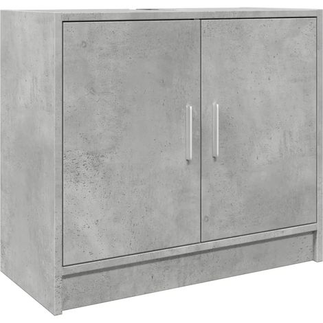Armoire d'évier moderne rangement optimisé salle de bain 63 x 29 x 55 cm en bois d'ingénierie gris béton