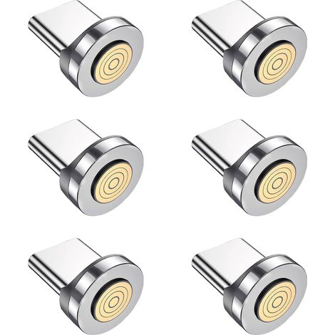 Lot de 6 adaptateurs magnétiques USB C à 7 broches Connecteur de câble de données magnétique à 7 broches Câble de charge magnétique Avec adaptateur magnétique Prise de rechange pour téléphone (1/5)