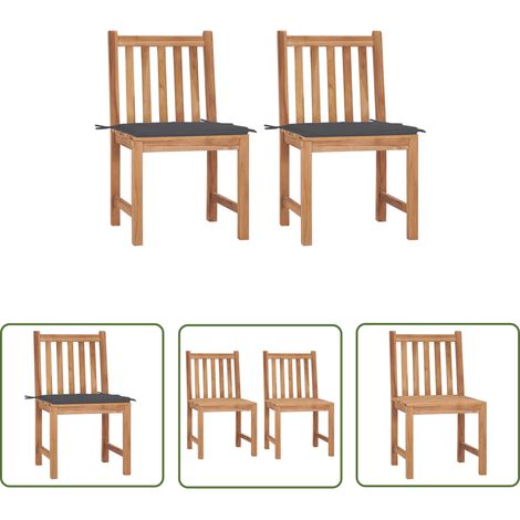 The Living Store Gartenstühle 2 Stk. mit Kissen Massivholz Teak - Gartenstühle - Teakholz - Gartenmöbel - Esszimmerstühle - Balkonmöbel (1/5)