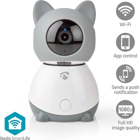 Camara interior smartlife wifi full hd 1080p inclinacion panoramica microsd no incluida almacenamiento en la nube opcional con sensor de movimiento vision nocturna gris blanco
