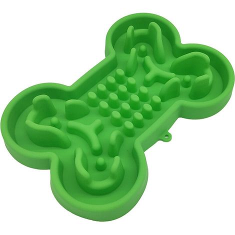 Bone Shape Pet Feeder Silicone Anti-étouffement Gamelle Pet Supplies Chien Chiot(Vert grand: 33235.5CM)