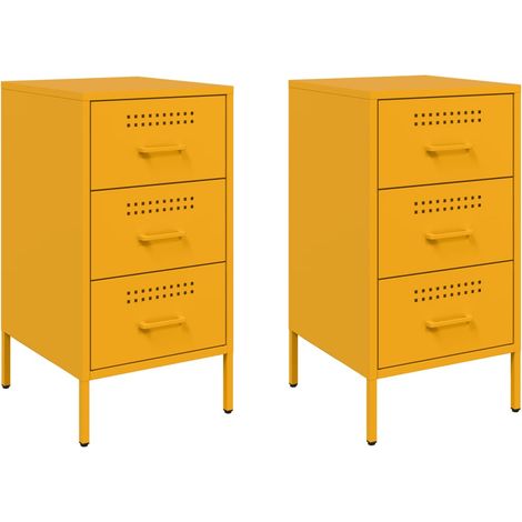 Maison Exclusive - Nachttische 2 Stk. Senfgelb 36x39x68 cm Stahl
