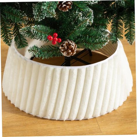 Adorno para árbol de Navidad, 71 cm de diámetro. Suave y esponjoso, con una falda texturizada a rayas, perfecto para la decoración navideña. (1/5)