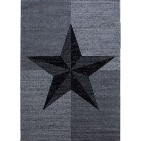 STAR - Tapis à motifs étoile - Gris (80x150cm) (1/5)