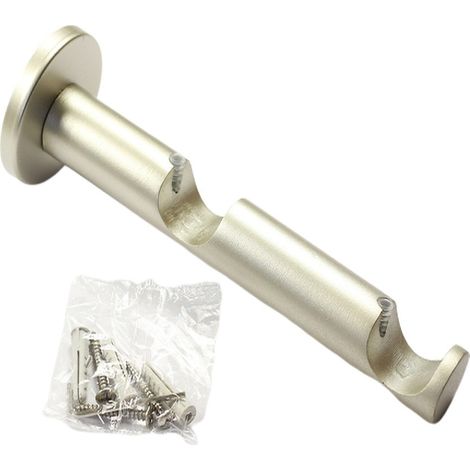 Secodir – Support mural double ouvert pour tringles Ø28 mm – Métal nickel mat – Distance mur 20 cm – Fixation robuste pour rideaux lourds