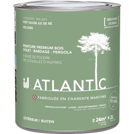 Peinture bois extérieurs -RAL 6021 Vert sauge Ile de Ré - 2L - ATLANTIC (1/3)