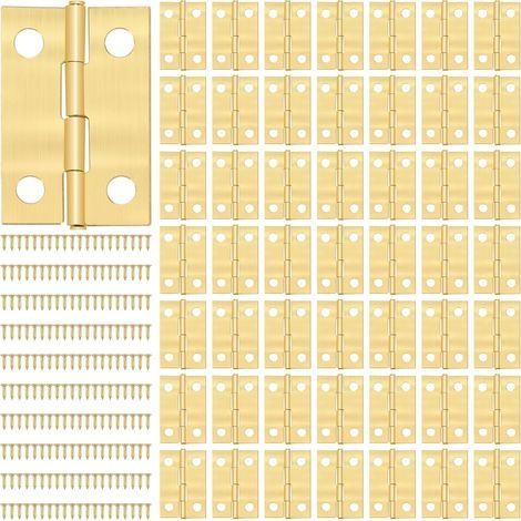 Petites Charnières Mini Charnière avec 200pcs Vis Charnière Miniature pour DIY Boîte Modèle Jouet Ouvrages D'art Artisanat 24 16mm Doré 50 Pièces (1/5)