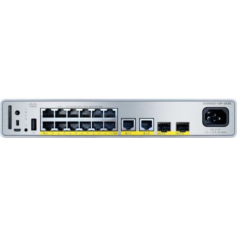 Cisco C9200CX-12P-2X2G-E Switch di Rete Gestito Gigabit Ethernet con 12 Porte PoE+ 240W, Supporto Power over Ethernet (PoE), Serie Catalyst 9000 Compact, Ideale per Reti Aziendali