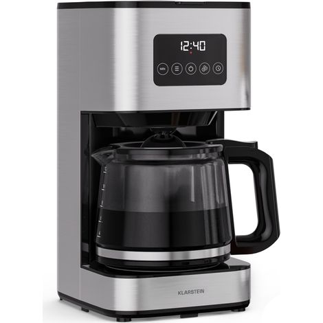 Klarstein Verosteel Filterkaffeemaschine – Edelstahl-Kaffeemaschine, 1,5 L für bis zu 12 Tassen, LCD-Display, Warmhaltefunktion 40 min, Anti-Tropf-System, automatische Abschaltung