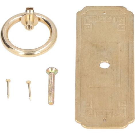 Poignée de Porte D'armoire Poignée de Meubles Chinois Porte à Trou Unique Armoire Poignée Rétro Portes D'armoire en Cuivre Pur Poignée Rétro de(Fixation par vis en laiton de 10 cm de long) (1/5)