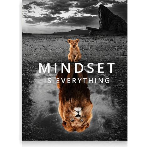 Affiche Lion Noir Or, Tableau Toile Citations Motivationnelles Pour Chambre Salon Bureau 30x40 Cm Sans Cadre (1/5)