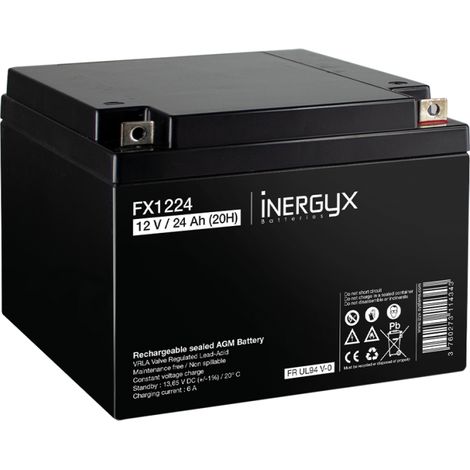 Batterie rechargeable VRLA 12V / 24 Ah - Bac FR UL94 V-0 - 165 x 177 x 126 mm