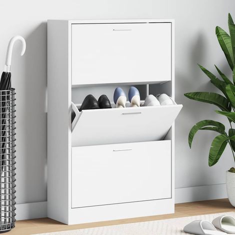 vidaXL Shoe Cabinet High Gloss White 63x24x103 cm Engineered Wood (1/5)