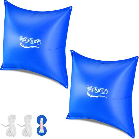 MONZANA® Cojín de piscina Monzana hasta -20°C Cojín de invierno XXL incl. cuerda PVC Doble costura Válvula de seguridad Ojales Cubierta de piscina para el invierno 2x 120x120cm Poolkissen (de)