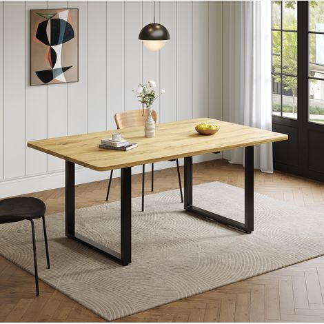 Tavolo da pranzo allungabile 140/180/220 x 80 cm, 6-10 persone, MDF naturale, DESVIAE (1/5)