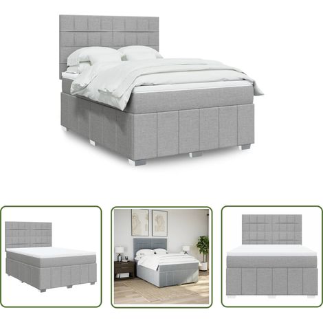 vidaXL Boxspringbett mit Matratze Hellgrau 140x190 cm Stoff (1/5)