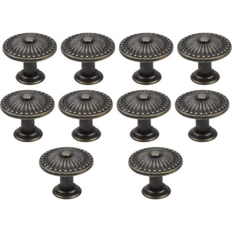 Lot de 10 poignées de porte de tiroir en bronze vintage, bouton de meuble 25 mm, boutons de tiroir ronds, boutons de porte en laiton, poignées de meubles pour armoire, cuisine, chambre d'enfant (1/4)