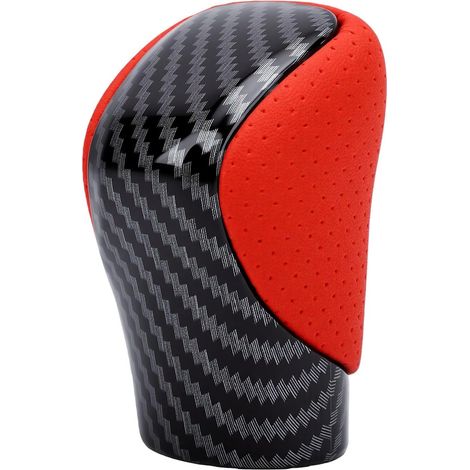 Pommeau de Levier de Vitesse Automatique en Fiber de Carbone, Levier de Changement de Vitesse perforé Rouge de Remplacement pour ES GS GX460 IS NX RC RX (1/5)