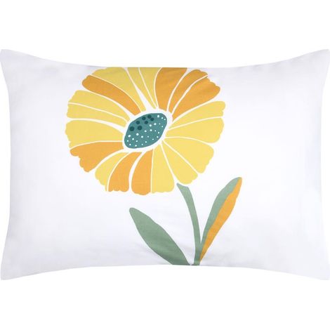 Taie d'oreiller percale de coton motif floral 50x70cm