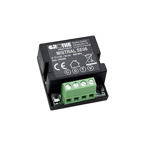 Carillon sans fil 43443 – Module radio pour commande alarme – Portée 150m – Alimentation 8-12V DC ou pile CR 2450 – Grothe (1/3)